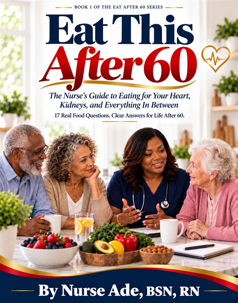 Book cover: Eat This After 60 by Nurse Ade, BSN, RN.