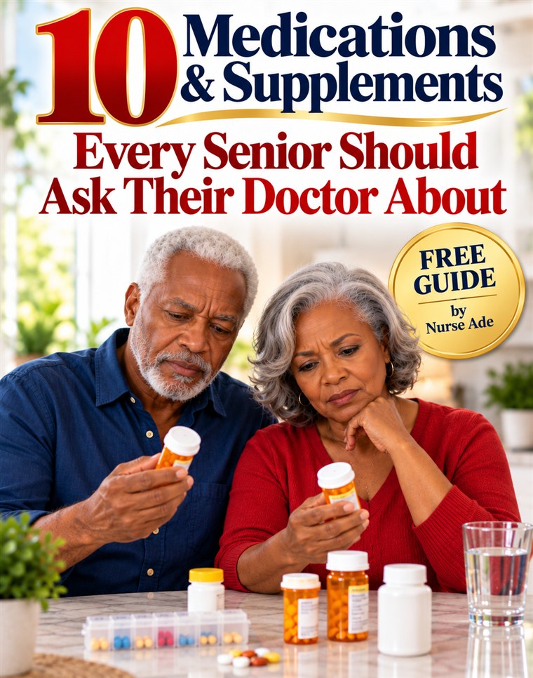 Cover of the free guide: 10 Medications and Supplements Every Senior Should Ask Their Doctor About.